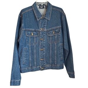 Wrangler Sport Mens Denim Jacket Blue Jean Coat Size Large